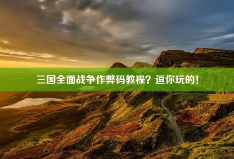 三国全面战争作弊码教程？逗你玩的！