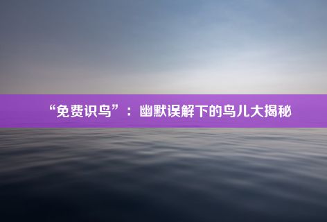 “免费识鸟”：幽默误解下的鸟儿大揭秘