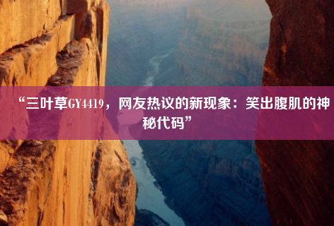 “三叶草GY4419，网友热议的新现象：笑出腹肌的神秘代码”