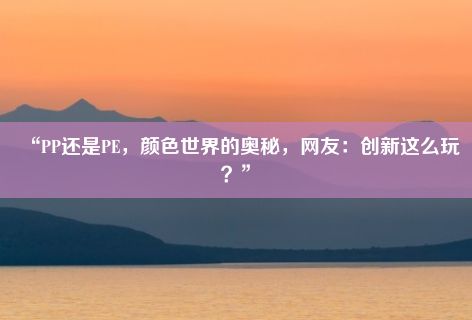 “PP还是PE，颜色世界的奥秘，网友：创新这么玩？”