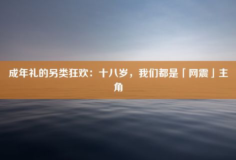 成年礼的另类狂欢：十八岁，我们都是「网震」主角