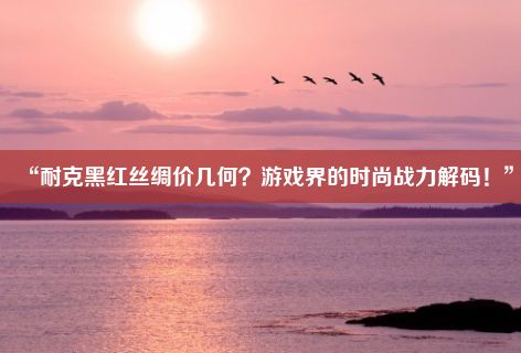 “耐克黑红丝绸价几何？游戏界的时尚战力解码！”