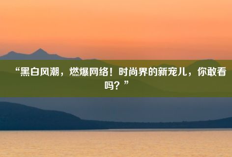 “黑白风潮，燃爆网络！时尚界的新宠儿，你敢看吗？”