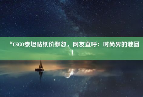 “CSGO泰坦贴纸价飘忽，网友直呼：时尚界的谜团！