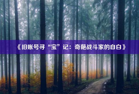 《旧账号寻“宝”记：奇葩战斗家的自白》